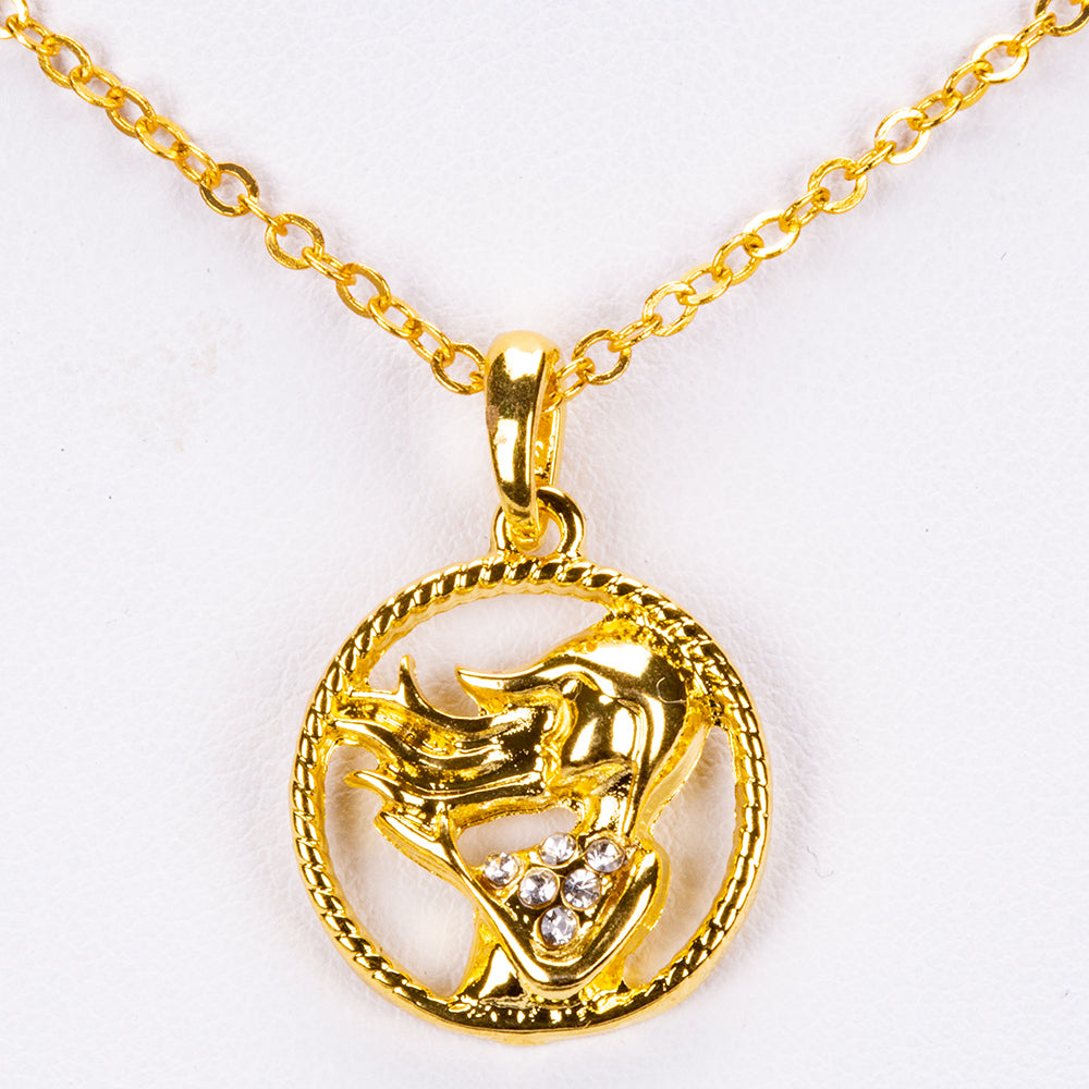 Kullattu TeräsKaulakoru Valkoisella Emporia® Kristallilla ( Kaulakoru+Riipus )