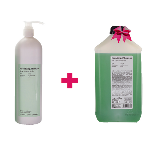 Backbar Elvyttävä Shampoo °04 – Luonnollisia yrttejä 1000 ml + 5 litran täyttöpullo LAHJANA