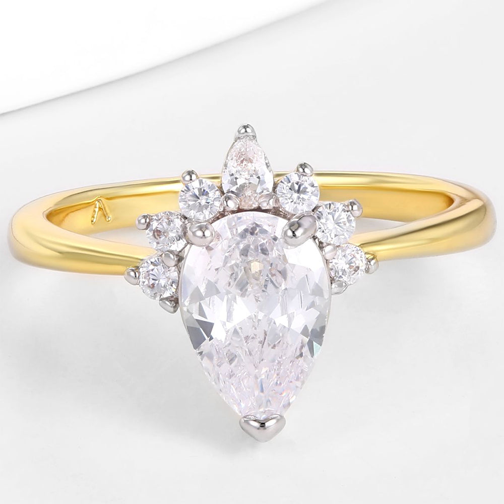 Kullattu TeräsSormus Valkoisella Emporia® Kristallilla