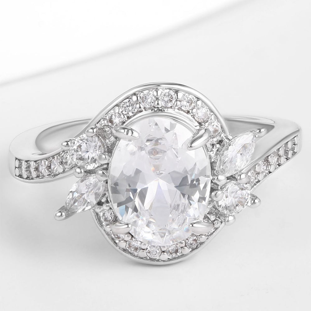 Kullattu TeräsSormus Valkoisella Emporia® Kristallilla