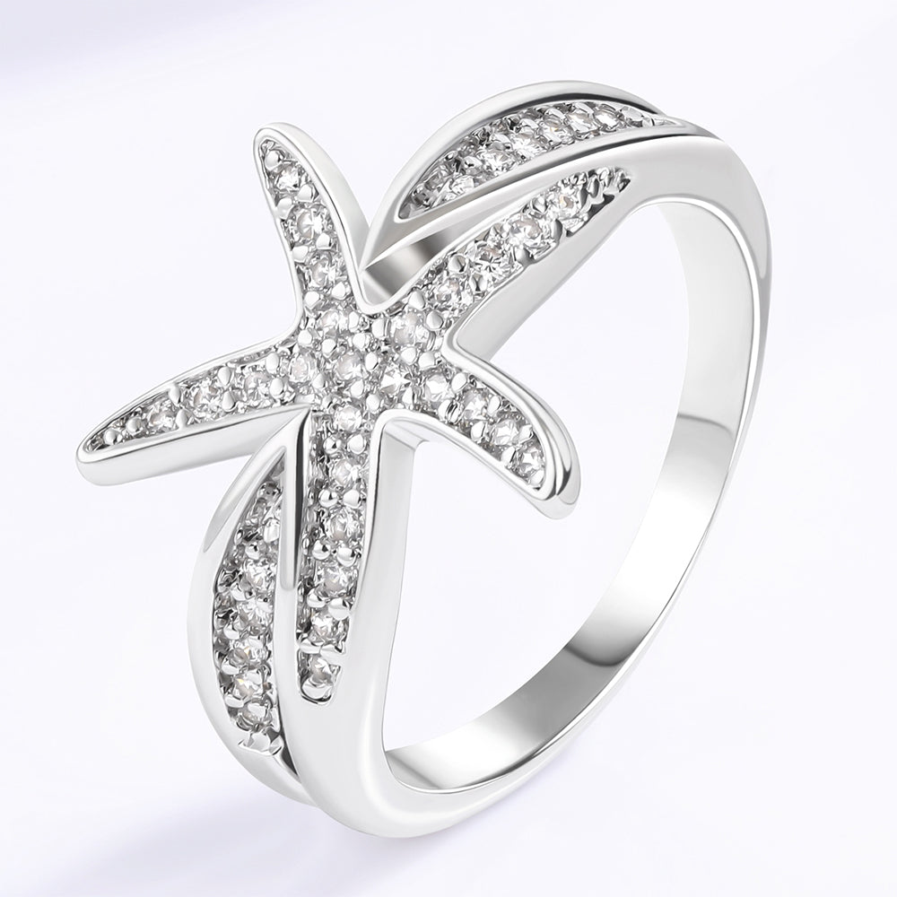 Kullattu TeräsSormus Valkoisella Emporia® Kristallilla