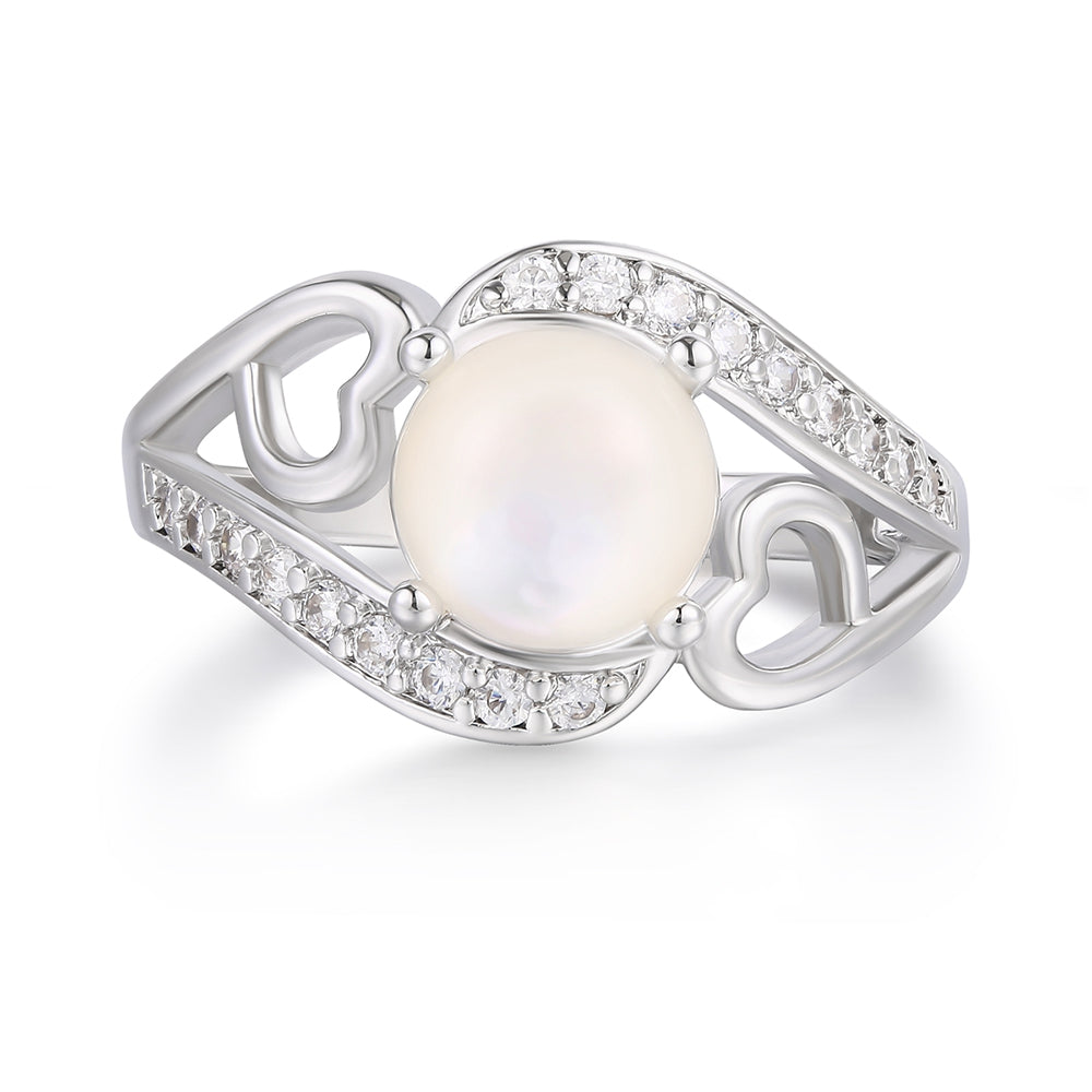 Kullattu TeräsSormus Valkoisella Emporia® Kristallilla ja Emaloidulla