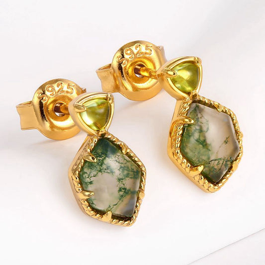 Kullattu TeräsKorvakorut Vihreällä Emporia® Kristallilla