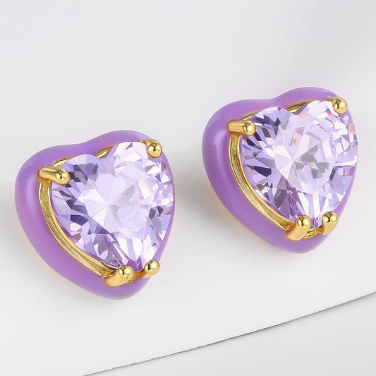 Kullattu TeräsKorvakorut Violetilla Emporia® Kristallilla