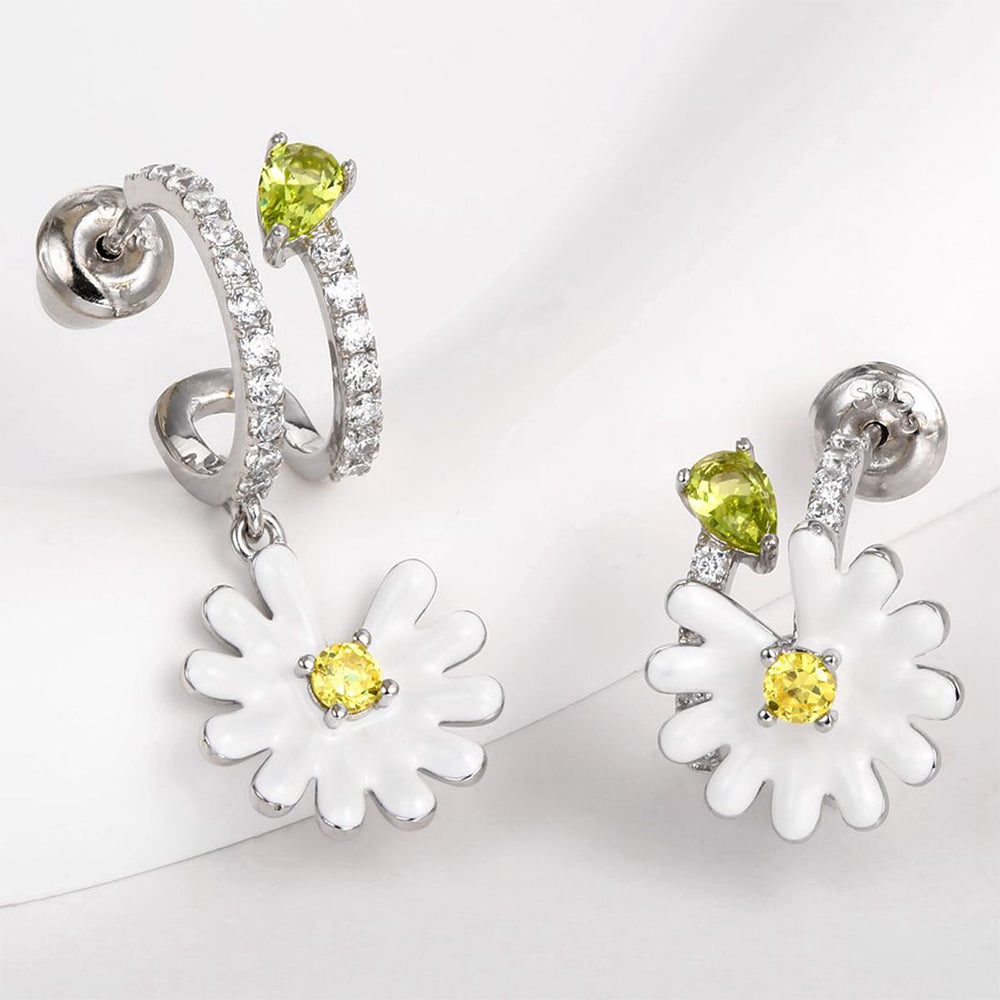 Kullattu TeräsKorvakorut Valkoisella Emporia® Kristallilla ja Keltaisella Emporia® Kristallilla