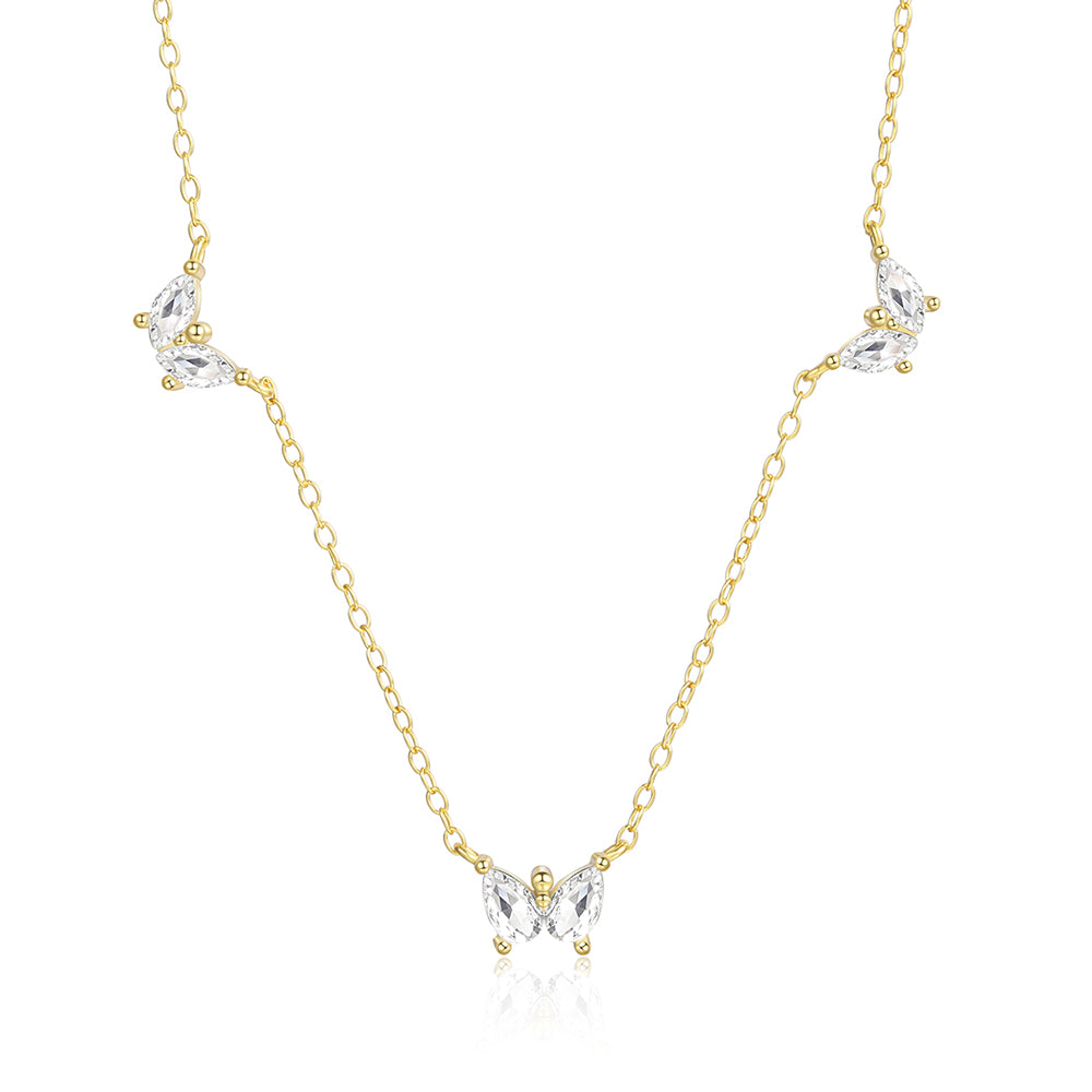 Kullattu TeräsKaulakoru Valkoisella Emporia® Kristallilla