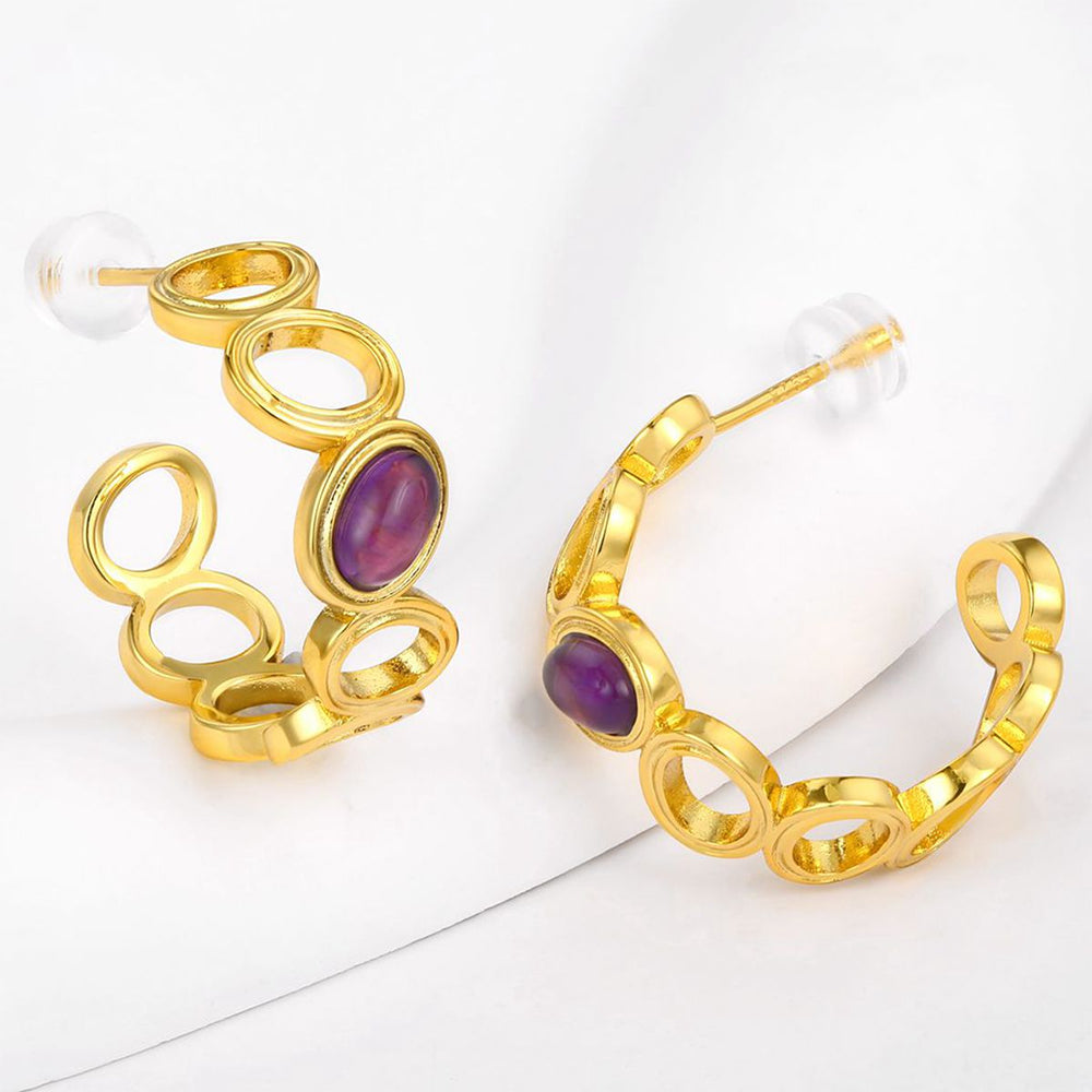 Kullattu TeräsKorvakorut Violetilla Emporia® Kristallilla