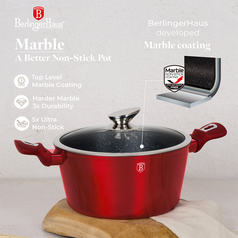 Berlinger Haus 11-piece cookware set, Metallic Line Burgundy Edition