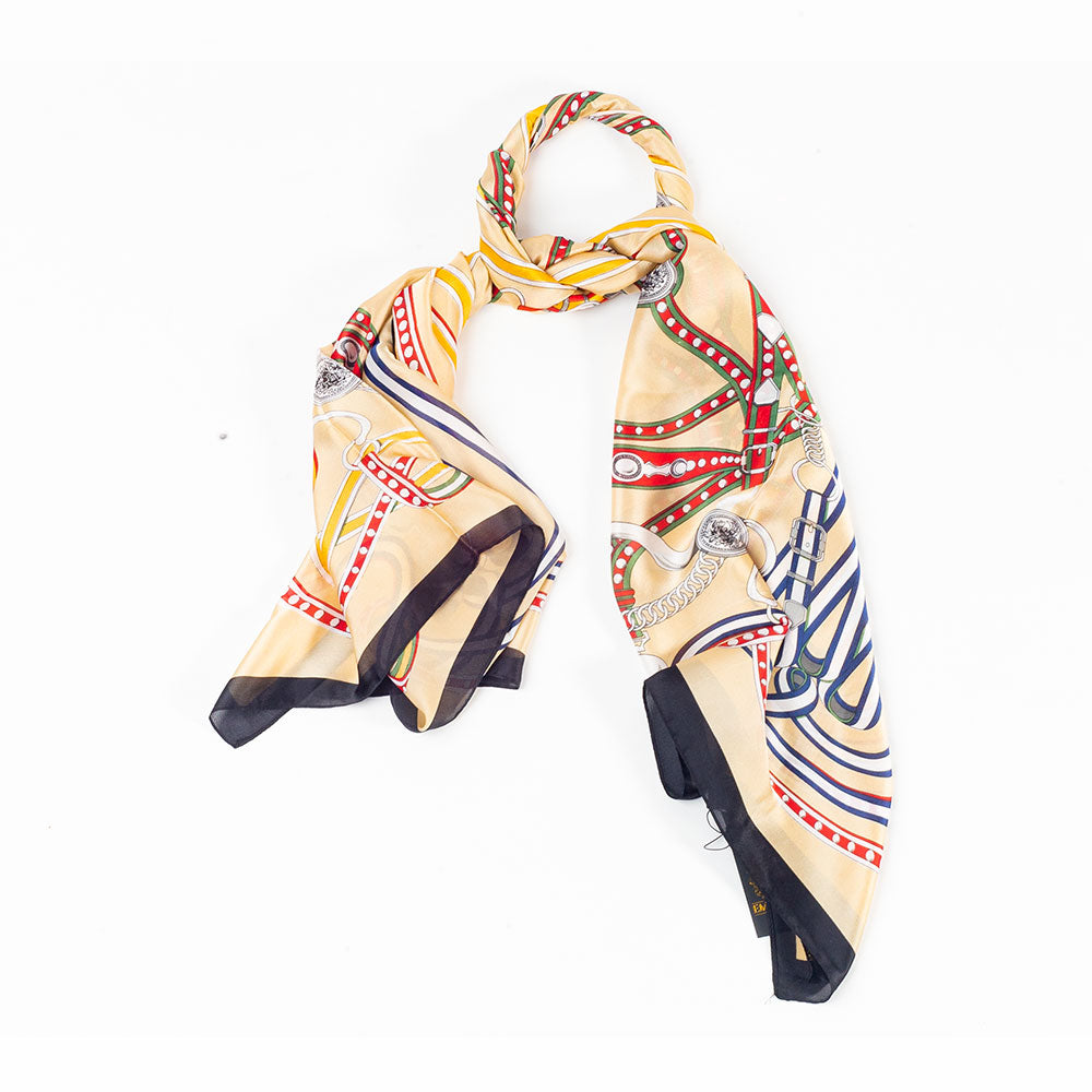 Ylellinen ChainScape-huivi, 85 x 180 cm, kermanvärinen, korkealaatuista taidesilkkiä