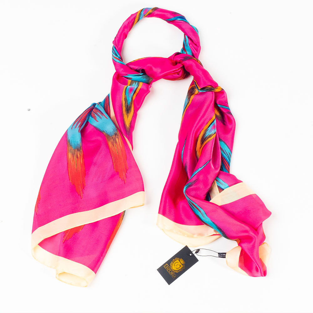 Peacock Prism -huivi, 85 x 180 cm, vaaleanpunainen, 100% vegaaninen silkki