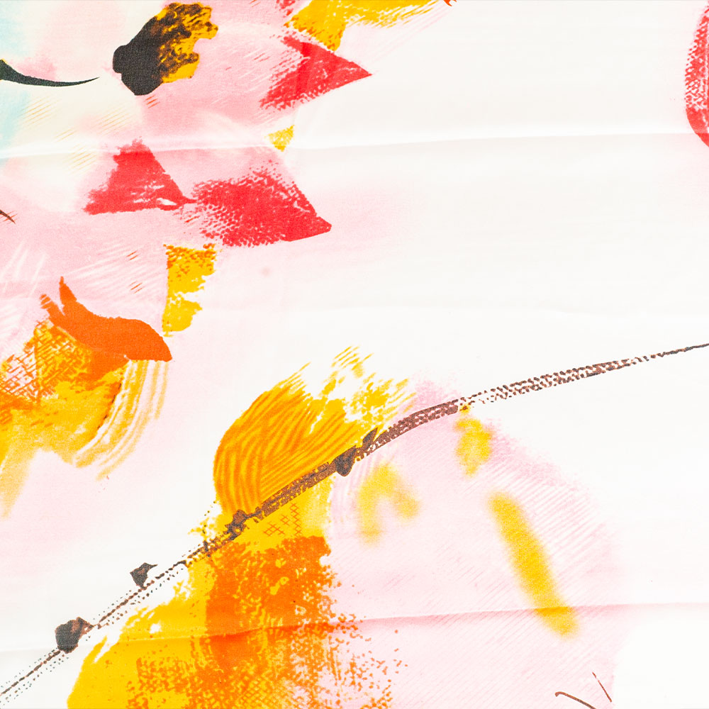 Lotus Nocturne -huivi, 85 x 180 cm, oranssi, korkealaatuista taidesilkkiä