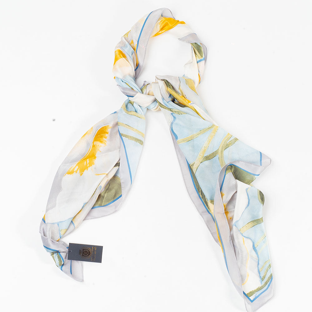 Lucid Garden -huivi, 85 x 180 cm, vaaleansininen, 100% vegaaninen silkki