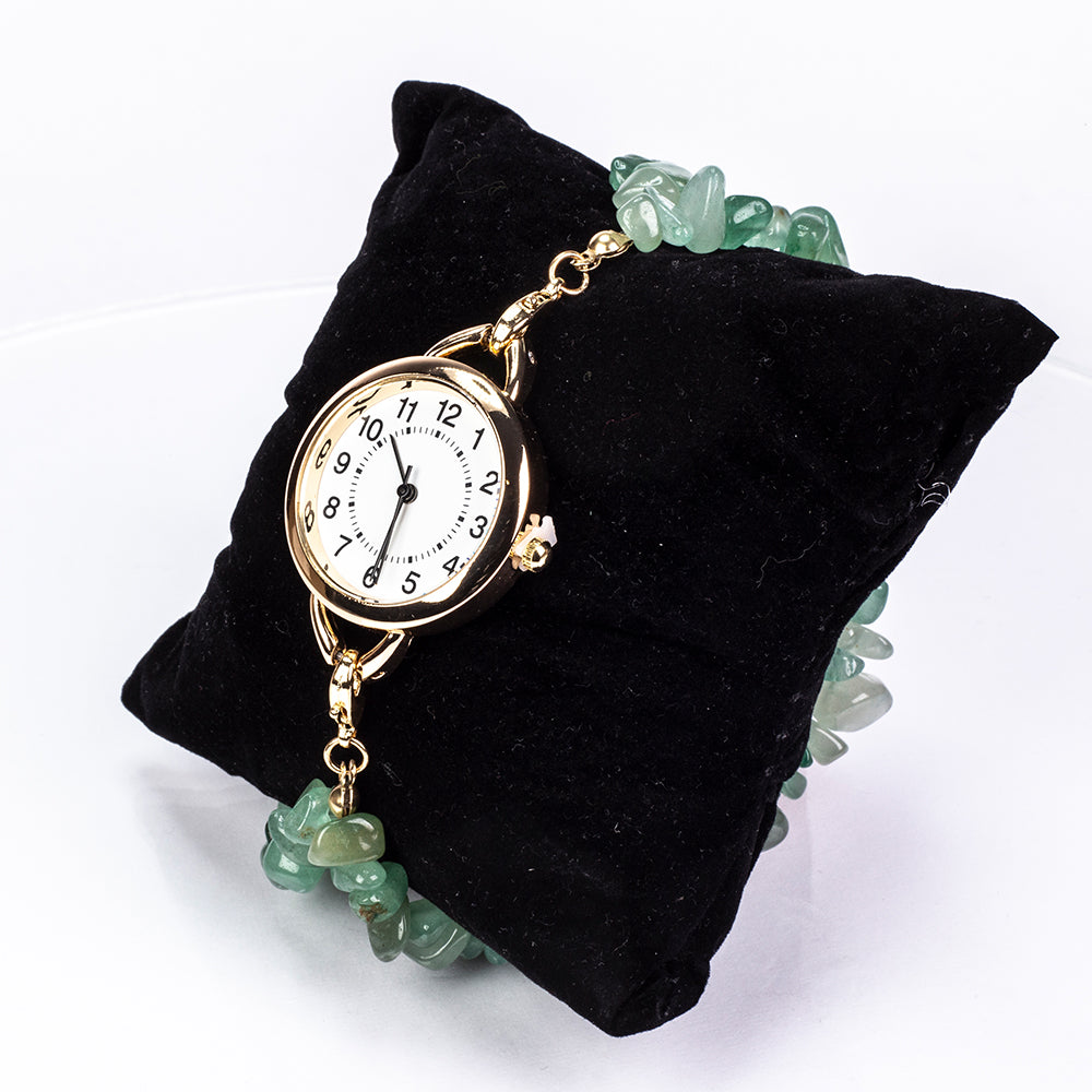 Kullattu TeräsRannekello Turkoosilla ja Ametisti ( Rannekoru )