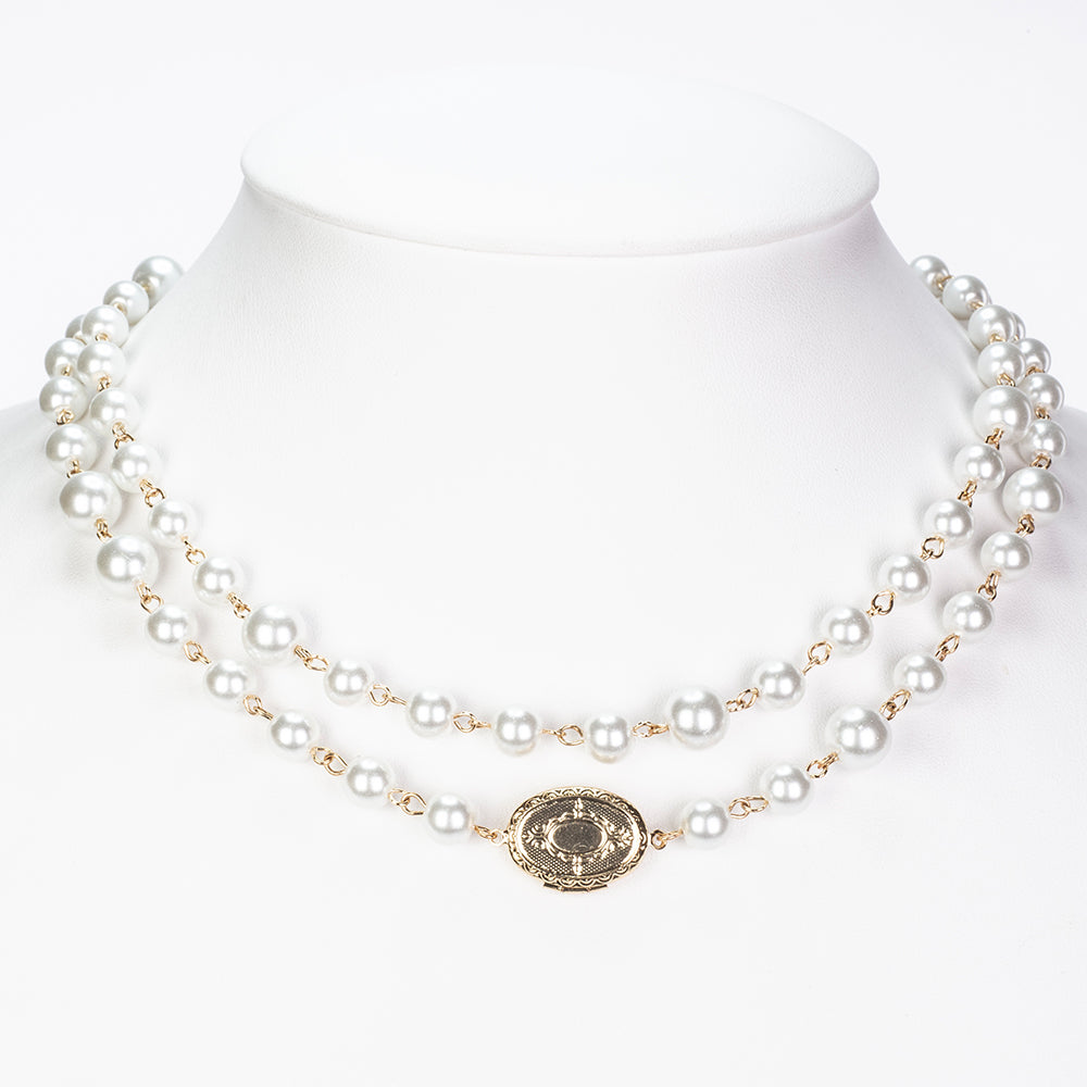 Kullattu TeräsKaulakoru Lasihelmi