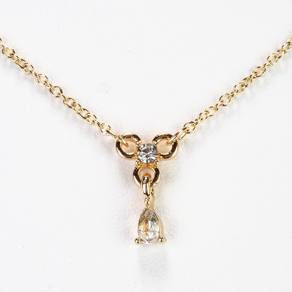 Kullattu TeräsKaulakoru Taivaansinisellä Topaasilla ja Valkoisella Emporia® Kristallilla ( Kaulakoru+Riipus )