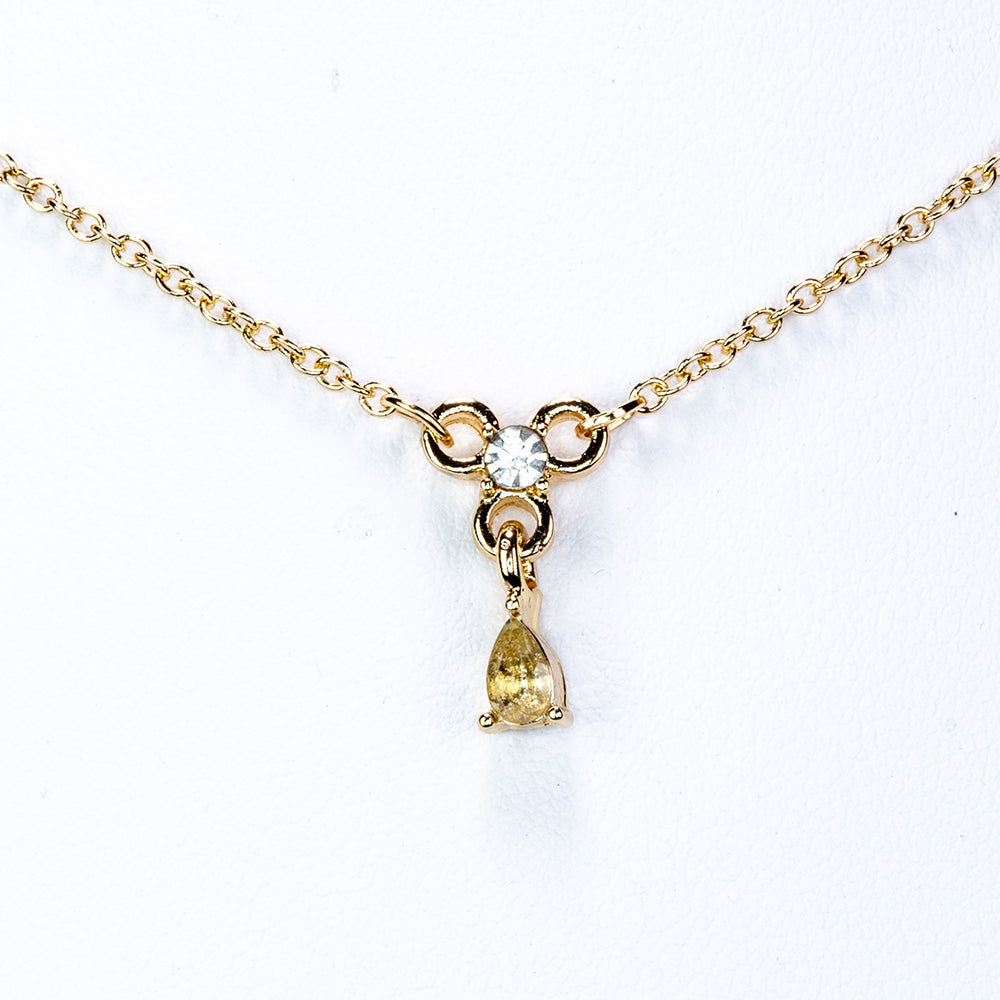 Kullattu TeräsKaulakoru Valkoisella Emporia® Kristallilla ( Kaulakoru+Riipus )