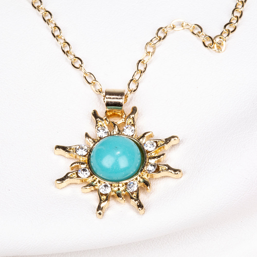 Kullattu TeräsKaulakoru Turkoosilla