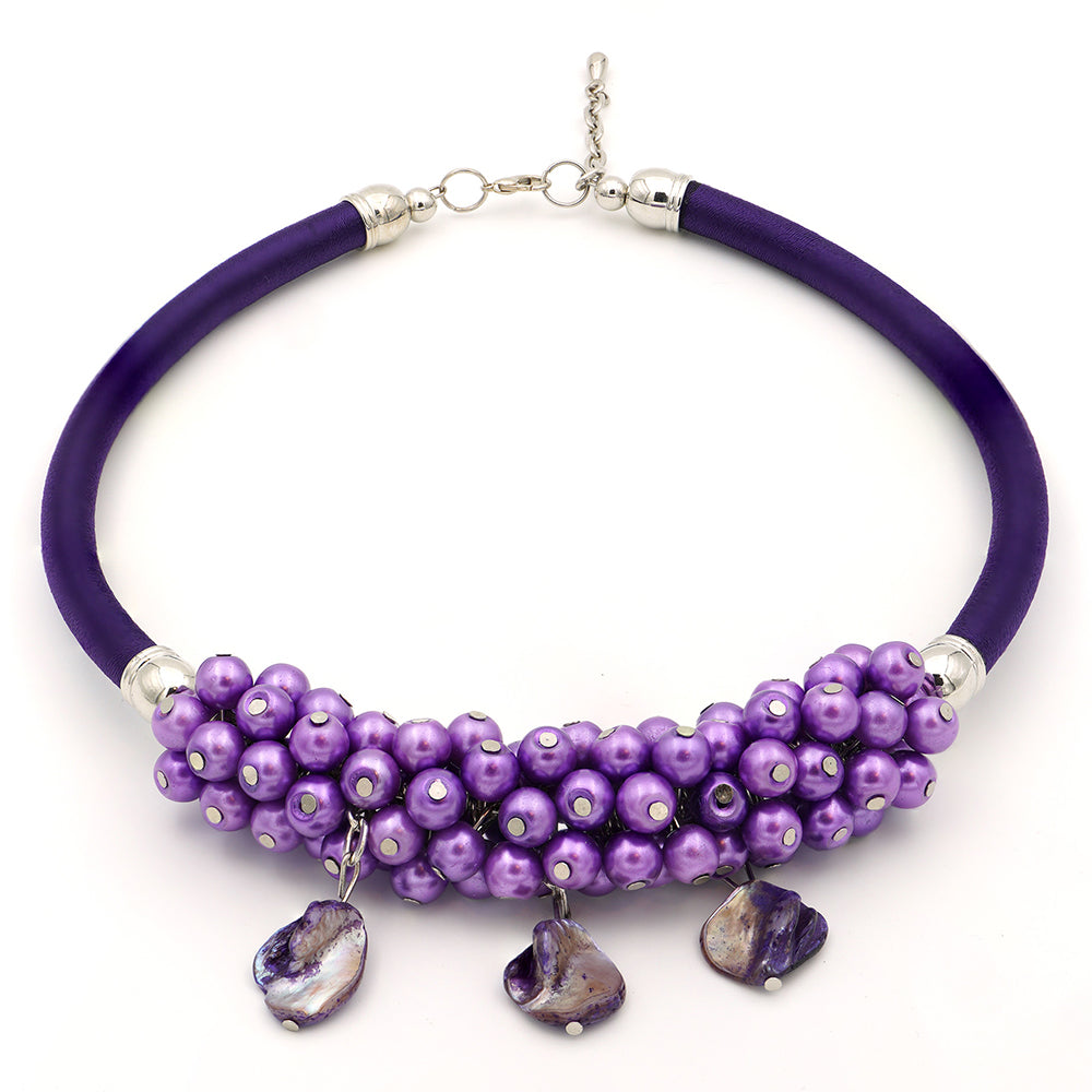 Setti Simpukalla ja Violetilla Emporia® Kristallilla ( Kaulakoru+Korvakorut+Rannekoru )