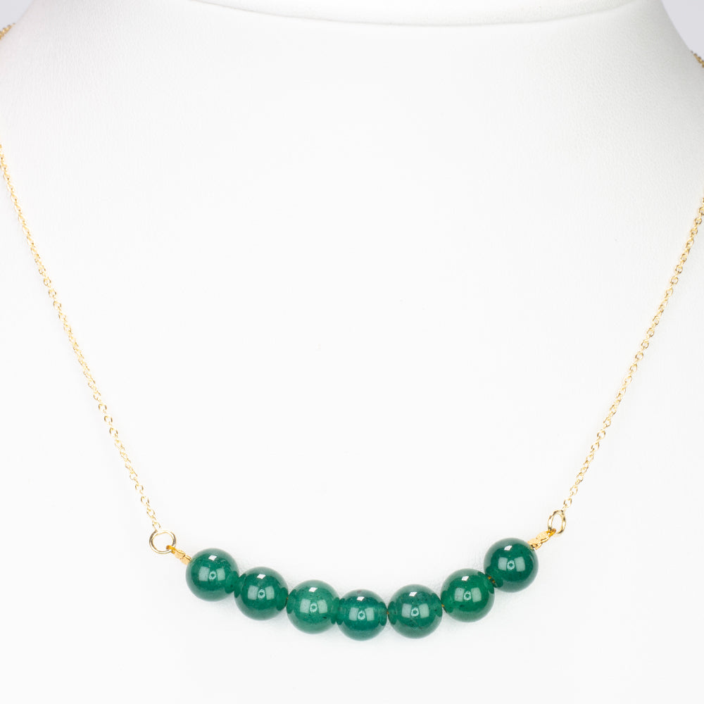 Kullattu hopeaKaulakoru Vihreällä Jadella