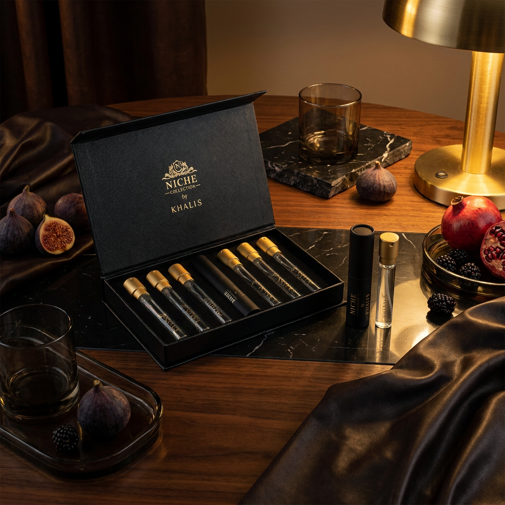 6 x 10 ml Set of Eau de Perfume Oriental BLACK NICHE DISCOVERY COLLECTION (TOP:BERGAMOT, GRAPEFRUIT, PASSION FRUIT, PLUM, COCONUT, PINK PEPPER, ALDEHYDES ; MIDDLE:ROSE, ORANGE BLOSSOM, LAVENDER, SPICES, OUD, TOBACCO; BASE:VANILLA, TONKA BEAN, MUSK, AMBER,