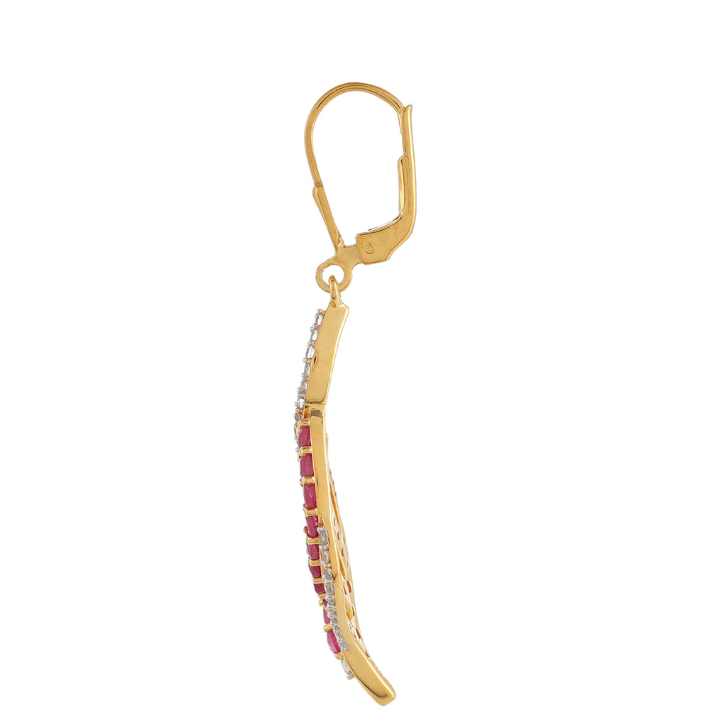 Kullatut hopeat Korvakorut Thairubiinilla ja Valkoisella Topaasilla