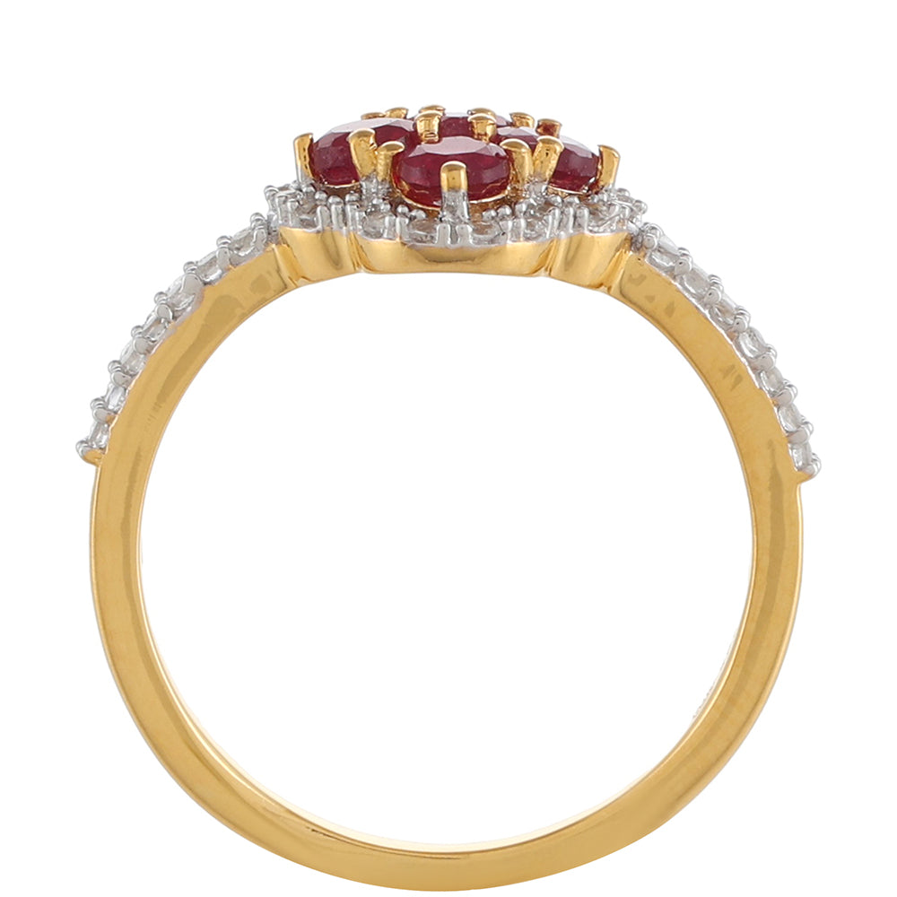 Kullattu hopeaSormus Thairubiinilla ja Valkoisella Topaasilla