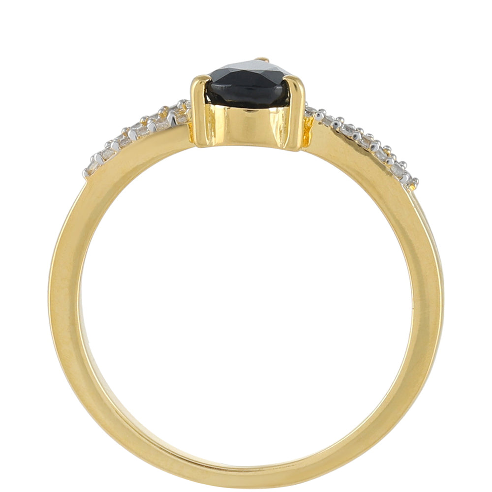 Kullattu hopeaSormus Vihreällä Turmaliinilla ja Luonnonzirkonialla