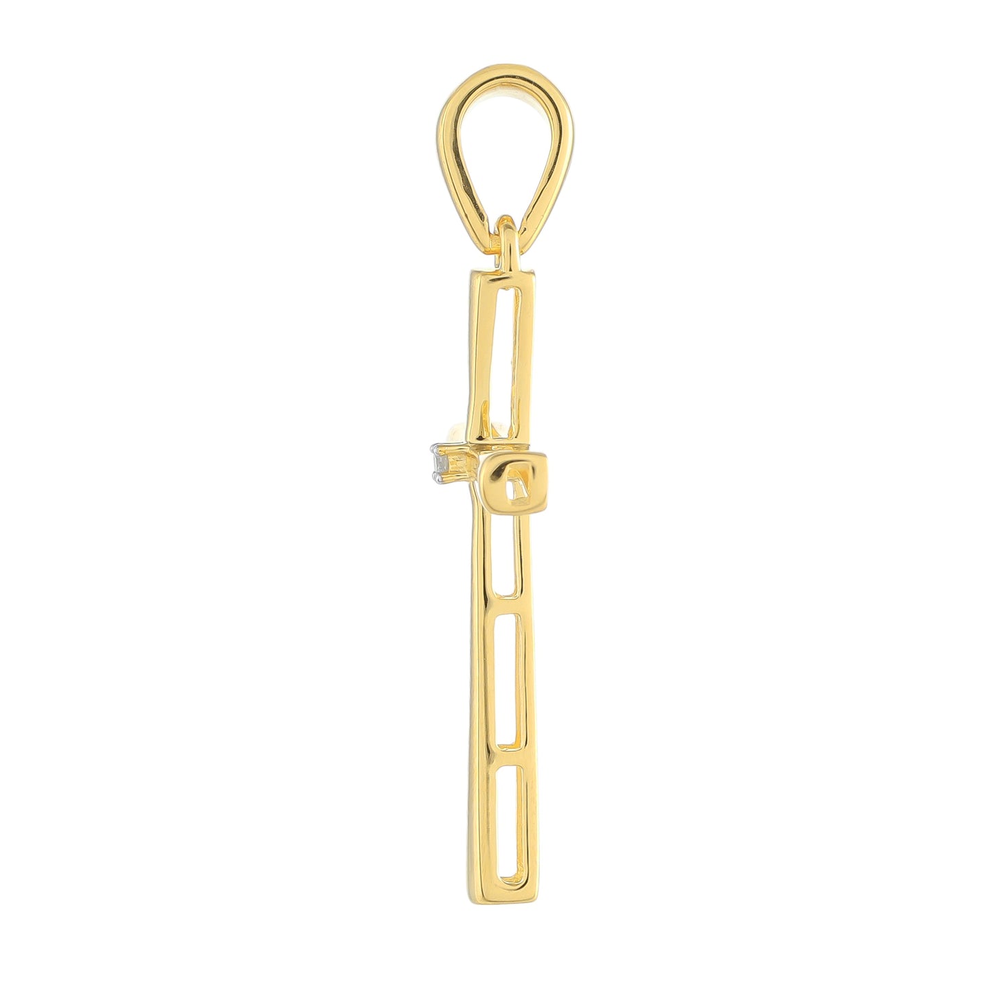 Kullattu hopeaRiipus Valkoisella Timantilla