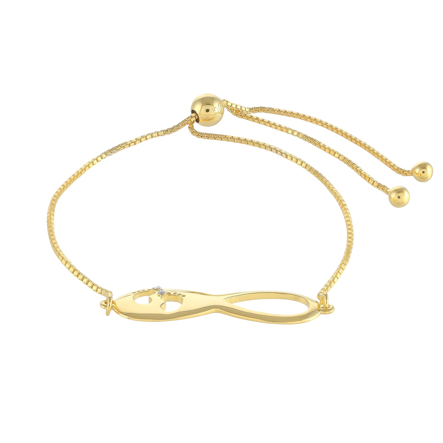 Kullattu hopeaRannekoru Valkoisella Timantilla