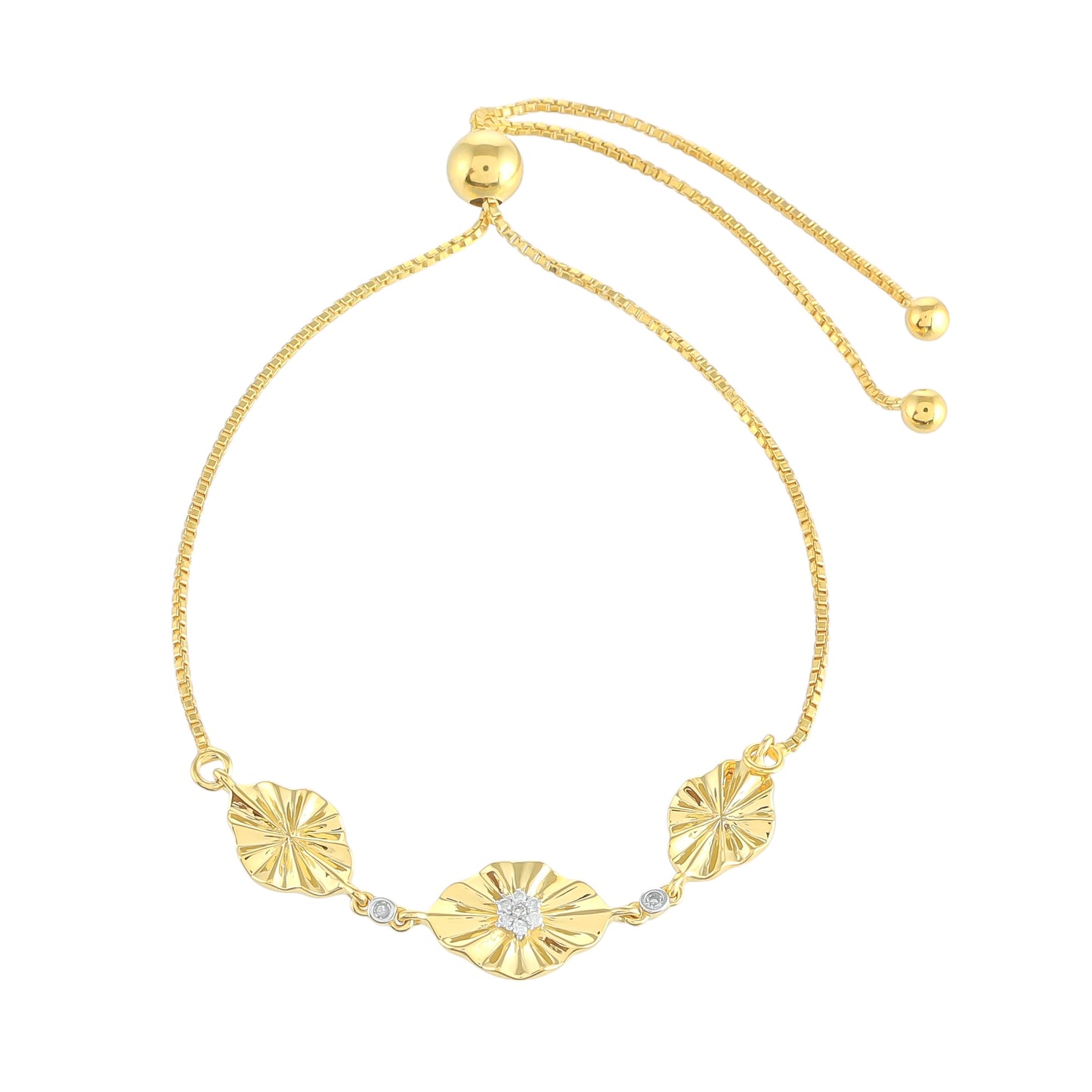 Kullattu hopeaRannekoru Valkoisella Timantilla