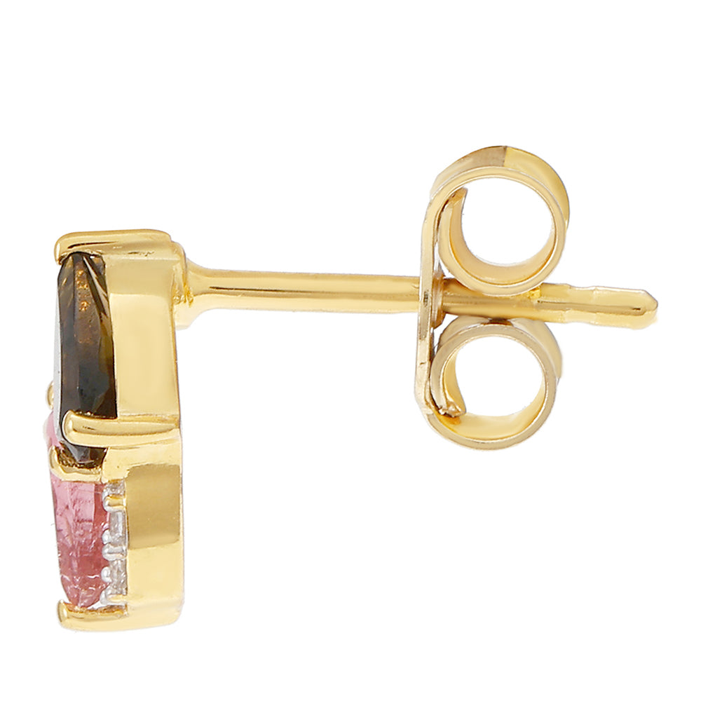 Kullatut hopeat Korvakorut Pelmadullan Sateenkaariturmaliinilla ja Valkoisella Topaasilla