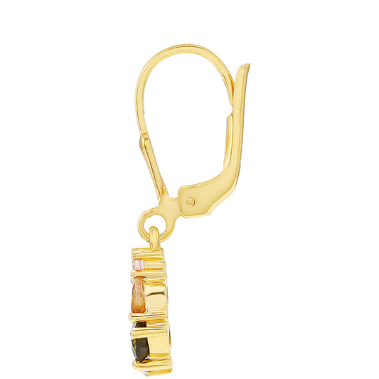 Kullatut hopeat Korvakorut Pelmadullan Sateenkaariturmaliinilla ja Valkoisella Topaasilla