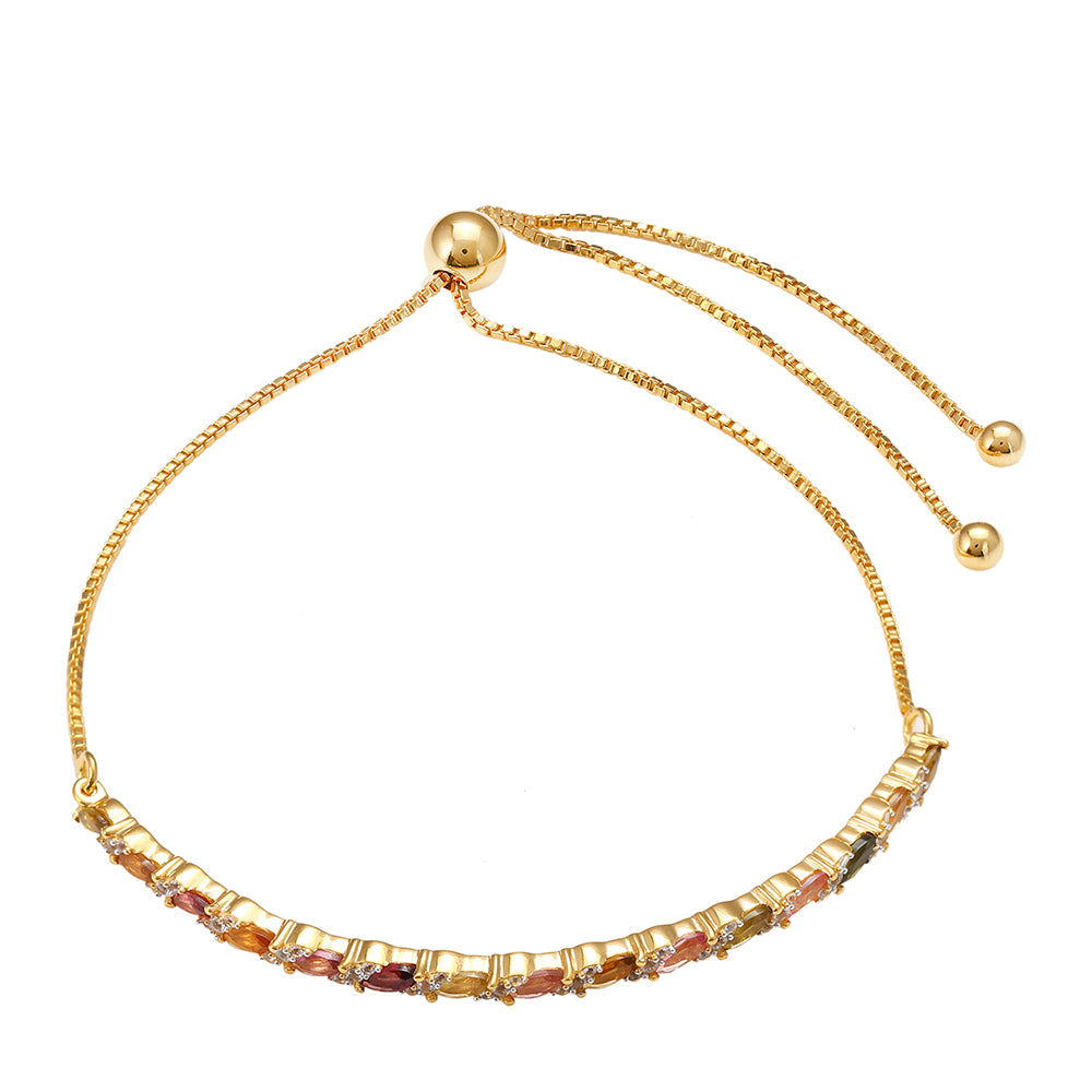 Kullattu hopeaRannekoru Pelmadullan Sateenkaariturmaliinilla ja Valkoisella Topaasilla