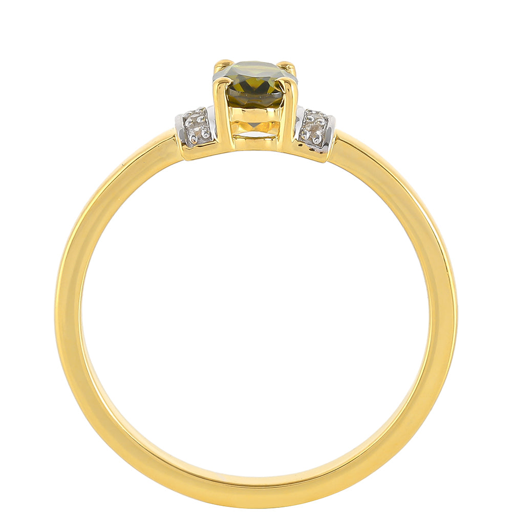 Kullattu hopeaSormus Vihreällä Turmaliinilla ja Luonnonzirkonialla