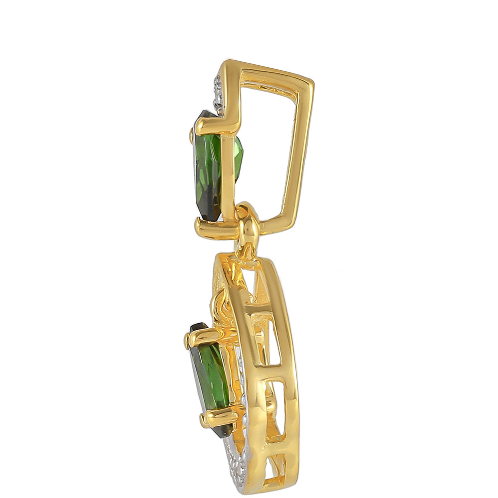 Kullattu hopeaRiipus Vihreällä Turmaliinilla ja Luonnonzirkonialla