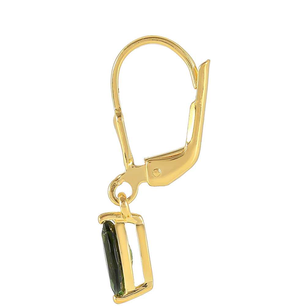 Kullatut hopeat Korvakorut Vihreällä Turmaliinilla