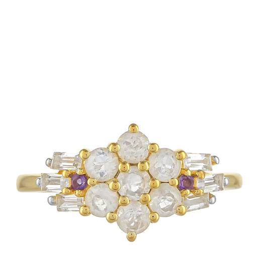 Kullattu hopeaSormus SateenkaarikuukivellÀ ja Brasilian Smaragdilla