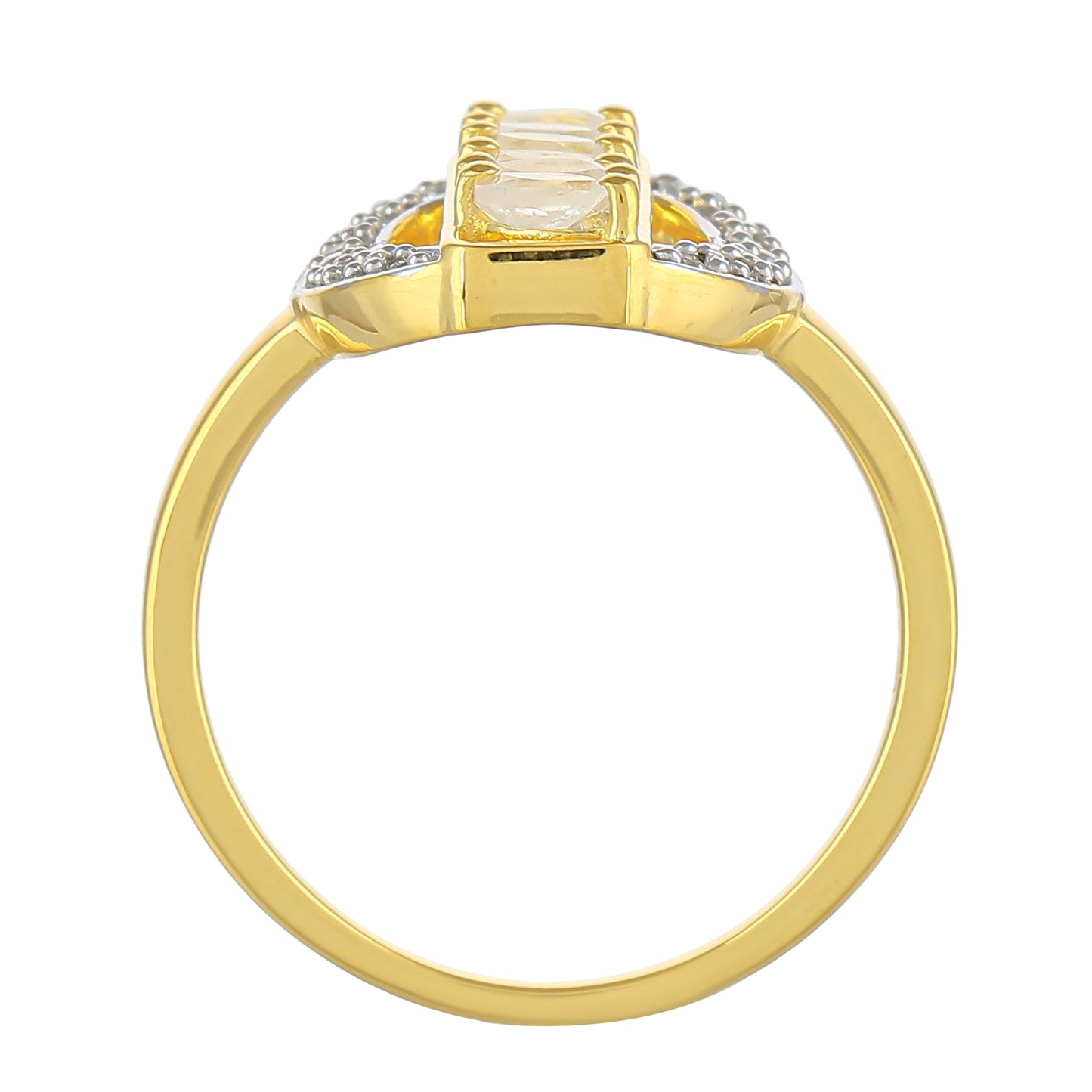 Kullattu hopeaSormus Sateenkaarikuukivellä ja Valkoisella Topaasilla