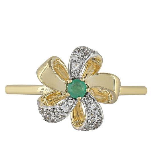 KultaSormus Brasilian Smaragdilla ja Valkoisella Topaasilla