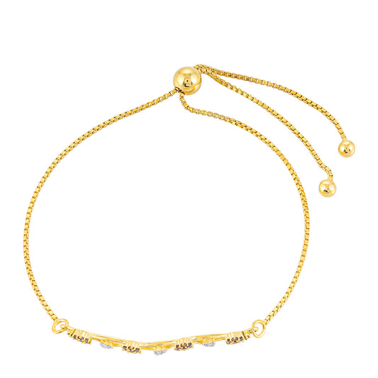 Kullattu hopeaRannekoru Punaisella Timantilla ja Valkoisella Timantilla