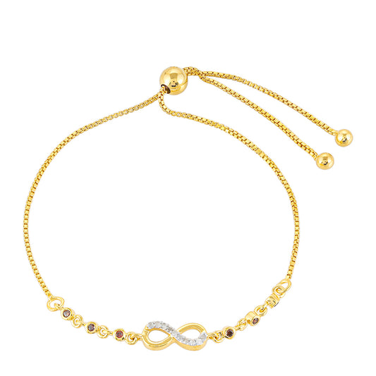 Kullattu hopeaRannekoru Punaisella Timantilla ja Valkoisella Timantilla