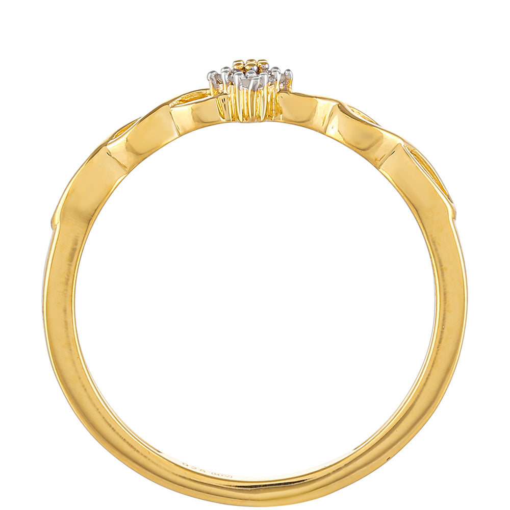 Kullattu hopeaSormus Punaisella Timantilla ja Valkoisella Timantilla