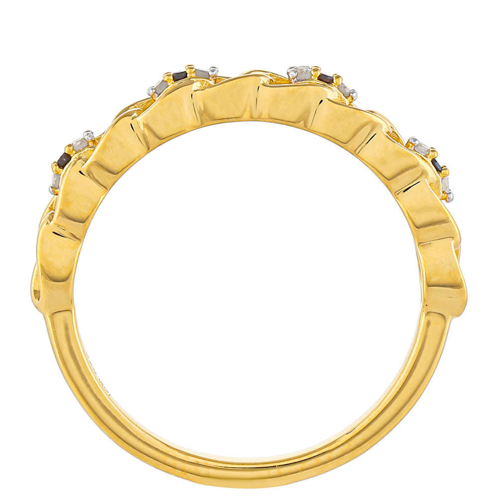 Kullattu hopeaSormus Punaisella Timantilla ja Valkoisella Timantilla 4