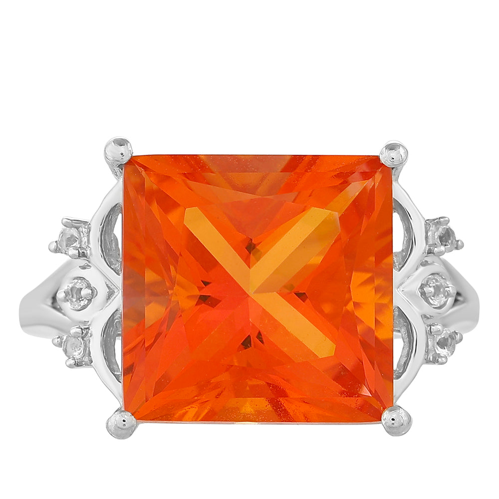 HopeaSormus Padparadschan Kvartsilla ja Valkoisella Topaasilla