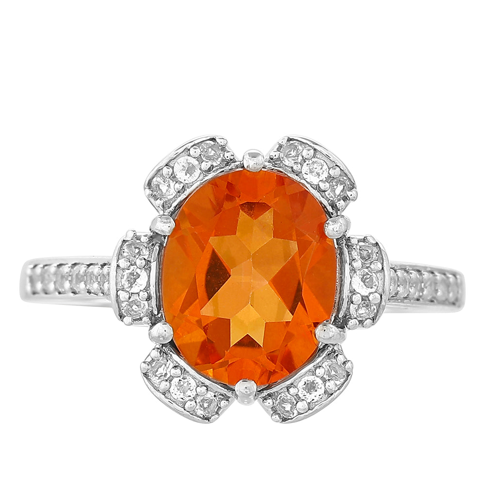 HopeaSormus Padparadschan Kvartsilla ja Valkoisella Topaasilla
