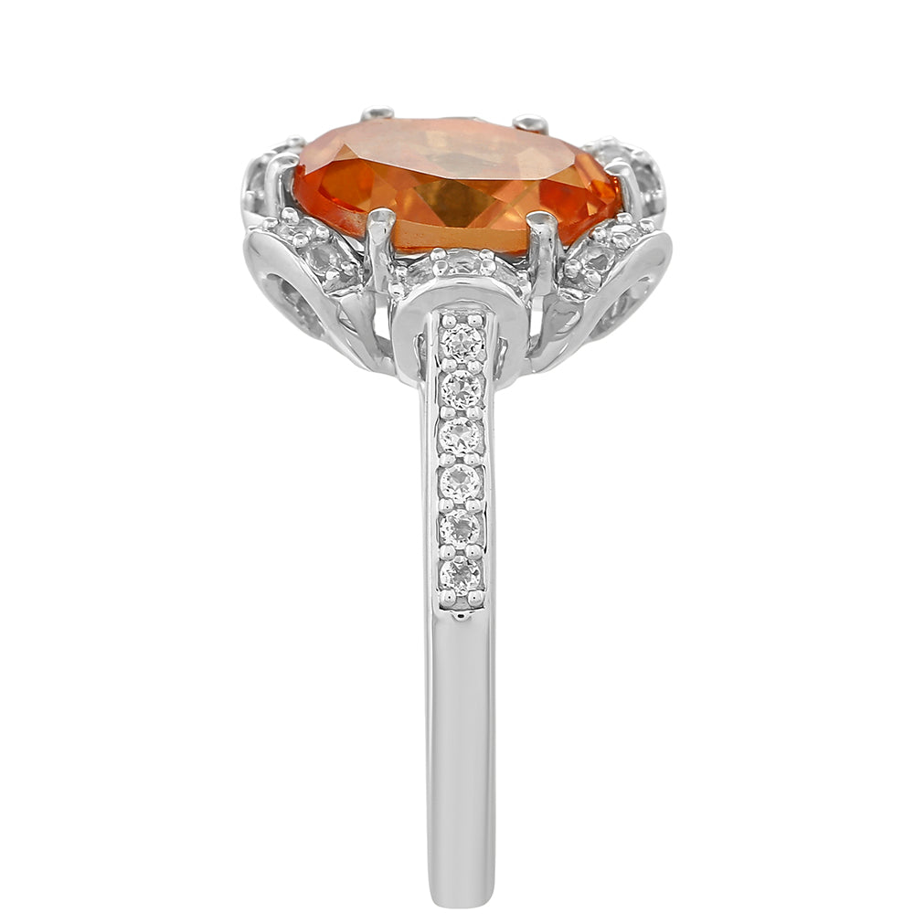 HopeaSormus Padparadschan Kvartsilla ja Valkoisella Topaasilla