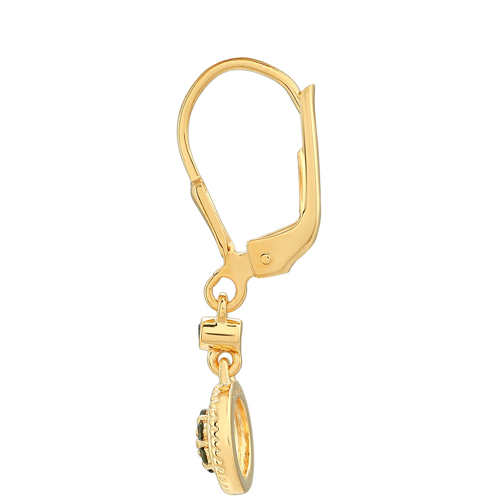 Kullatut hopeat Korvakorut Vihreällä Timantilla