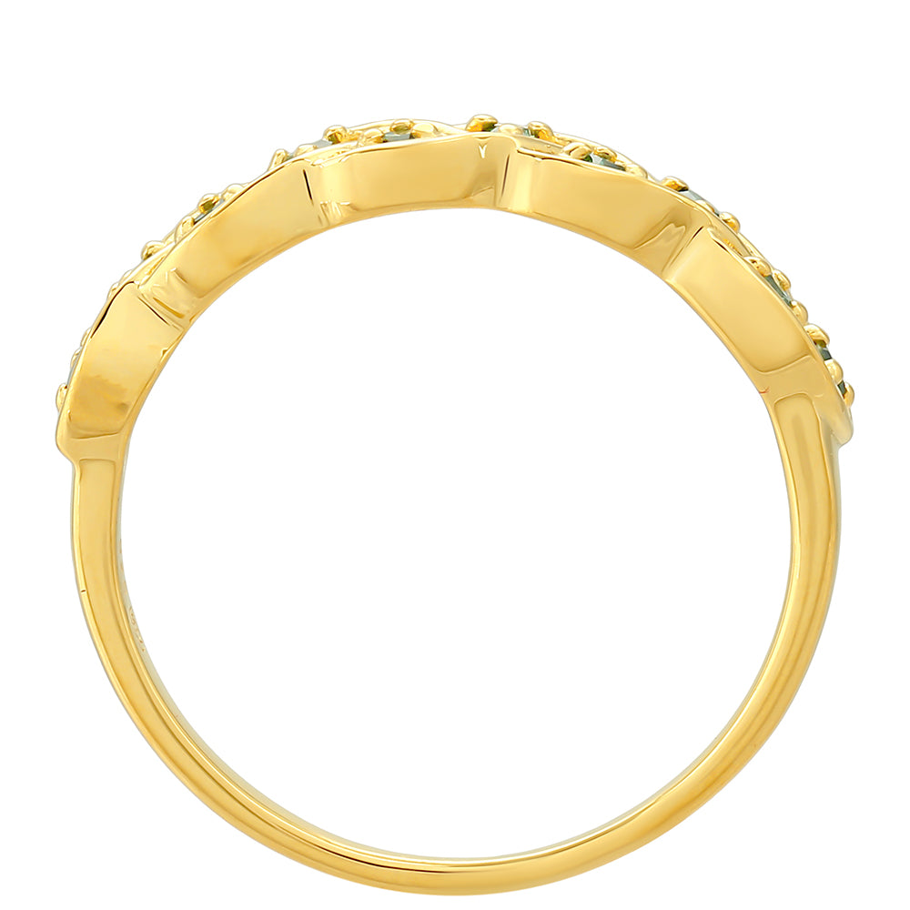 Kullattu hopeaSormus Vihreällä Timantilla