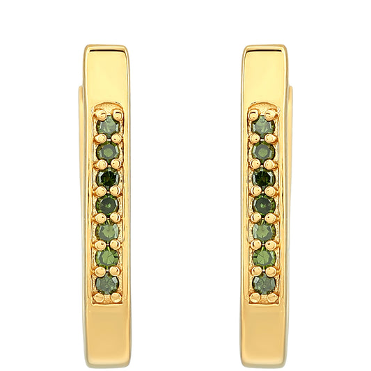 Kullatut hopeat Korvakorut Vihreällä Timantilla