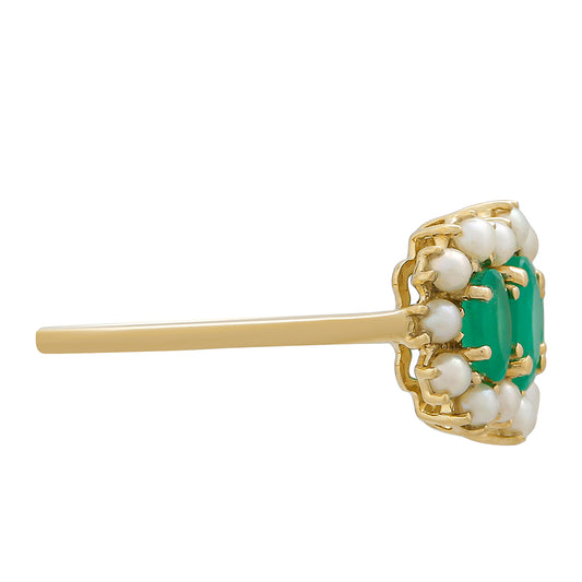 KultaSormus Brasilian Smaragdilla ja Makeanveden Valkoisella HelmellÀ